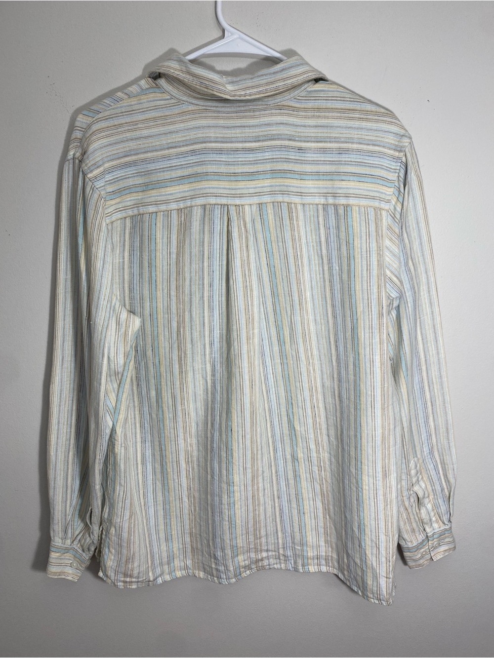 L.L. Bean Linen Striped Button-Up Shirt Long Sleeve Medium - Picture 6 of 12